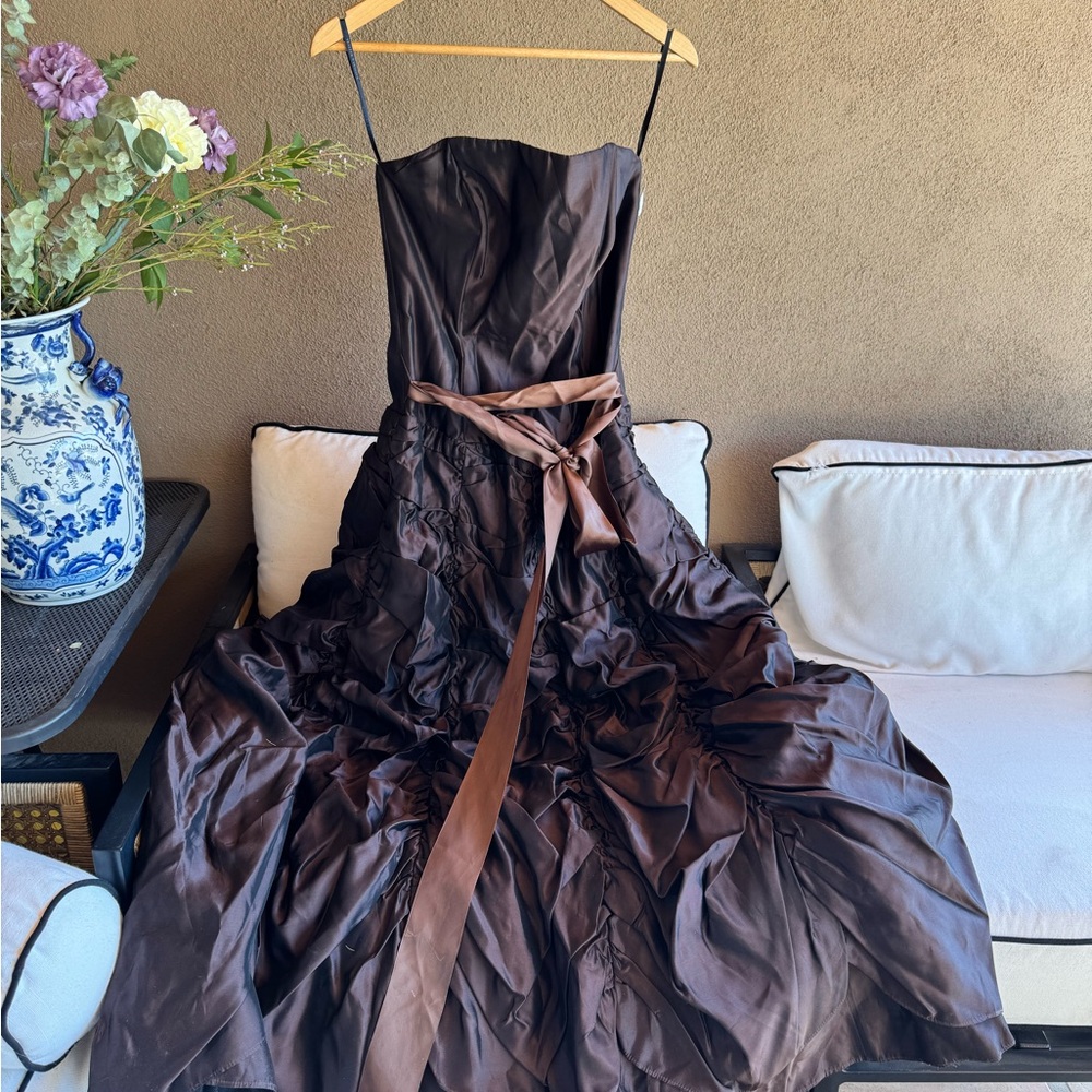 Stunning Vintage Chocolate Brown Evening Gown by Watters & Watters Made in USA